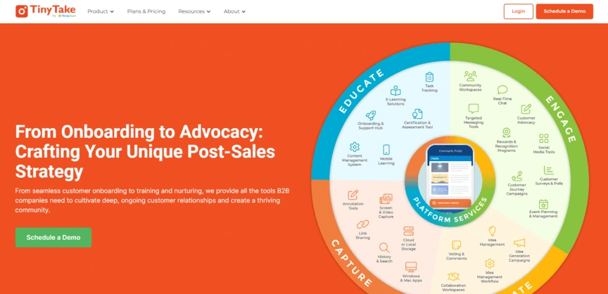 a TinyTake website screenshot